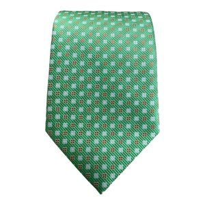 FERRE Green Geometric Silk Tie HMade Italy 59"-3.75" EC